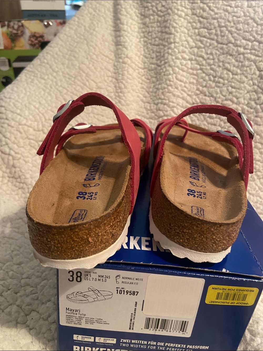 Birkenstock women’s Red uDouble-Strap Toe-Loop Sandals - Picture 4 of 14